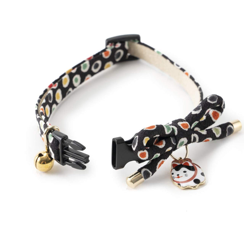 Necoichi Zen Hariko Charm Cat Collar Black - PawsPlanet Australia