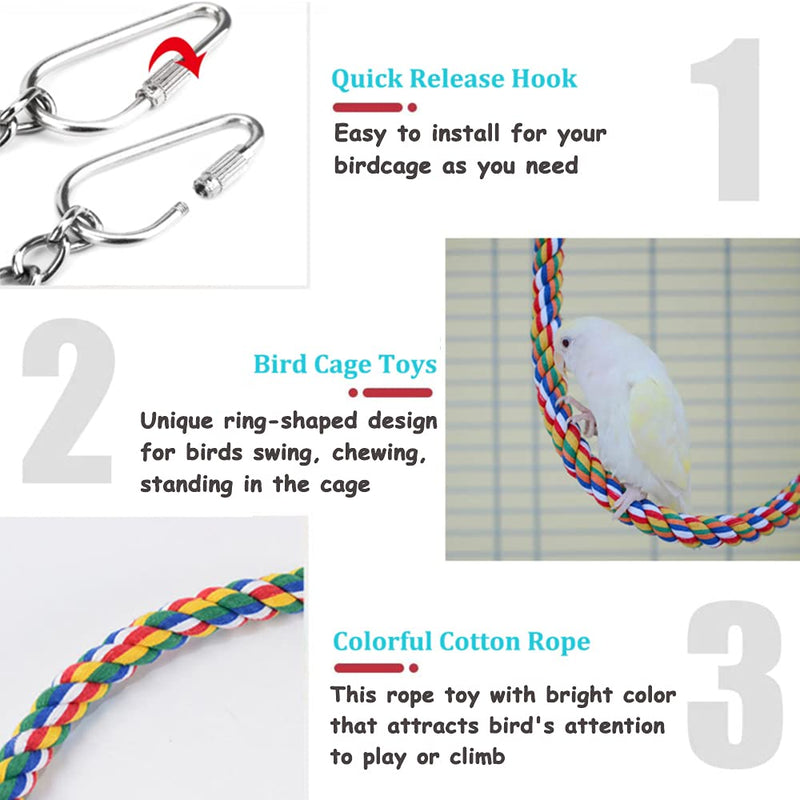 ASOCEA Bird Stands Parrot Cotton Rope Perch Bird Spiral Bar Climb Perch with Bell Birdcage Accessories Bird Toy Set for Parakeets Conures Cockatiels Lovebirds Finches and Other Birds - PawsPlanet Australia