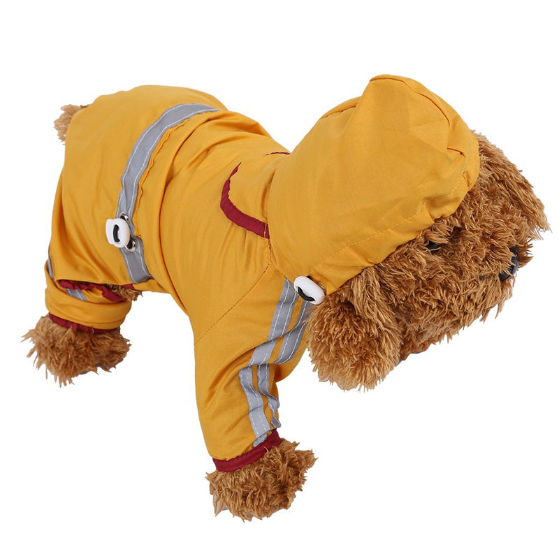 [Australia] - Filfeel Pet Raincoat, Waterproof Jacket Cat Dog Hood Rain Coat Reflective Jumpsuit Apparel Yellow M 