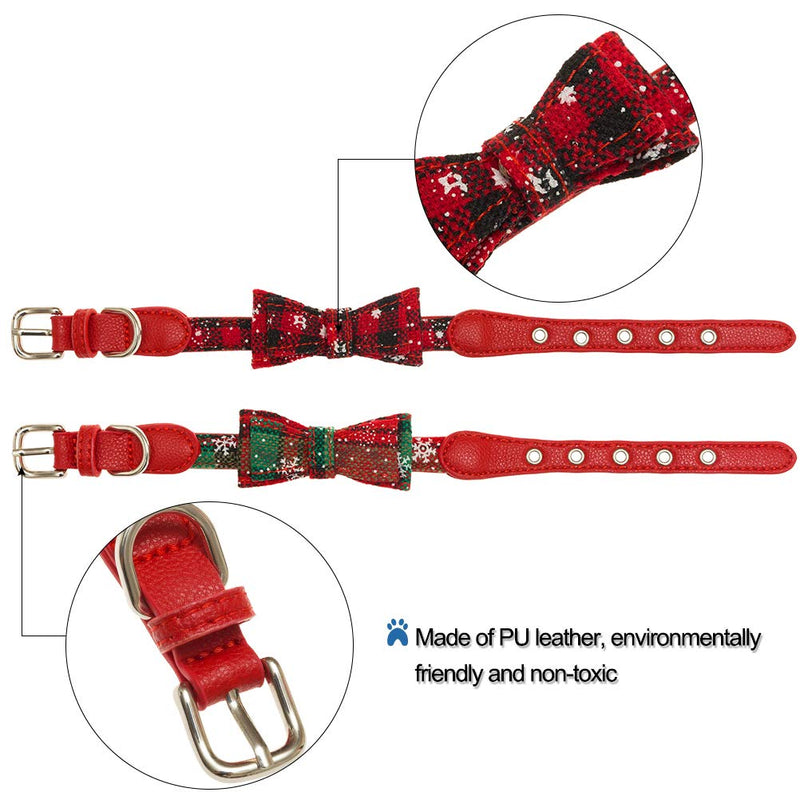 [Australia] - SCENEREAL Christmas Dog Collars Adjustable - Cute Bow Tie Xmas Gifts 2 Pack for Small Medium Dogs Cats S 