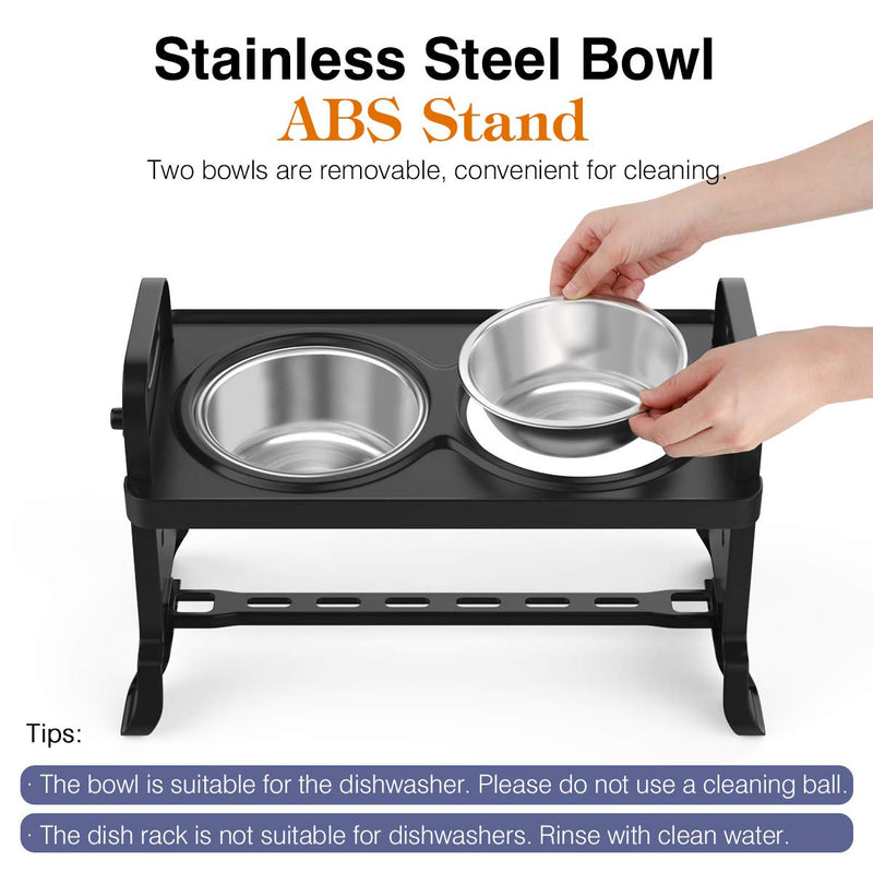 Pawaboo Elevated dog bowls, Adjustable to 4 Heights Stainless Steel Dog Dish Bowls, Removable Raised Stand No Spill Pet Food Water Feeding Bowls for Small Medium Dogs Cats, Home & Outdoor Use - PawsPlanet Australia