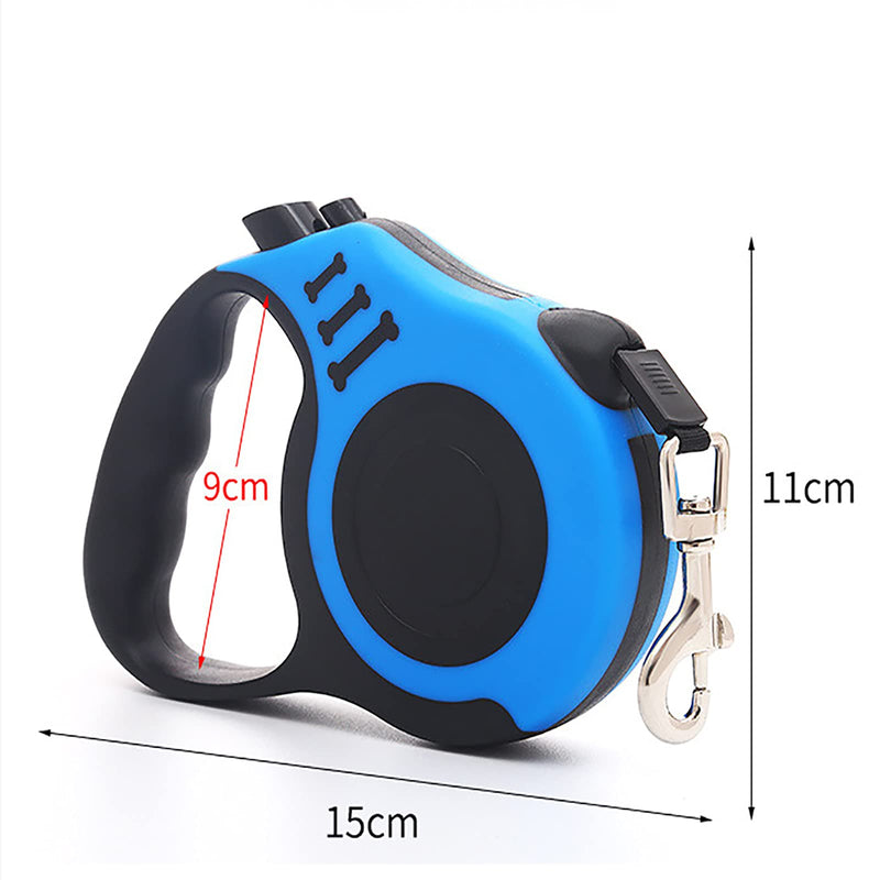 SHULLIN Classic Dog Leads 5 m Roll Leads for Dogs, Adjustable Dog Lead with Non-Slip Handle, Safe Braking System for Small, Medium, Large Dogs and Cats up to 50 kg (Blue) - PawsPlanet Australia