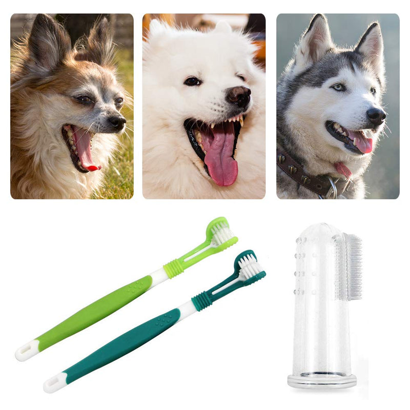 LATTCURE Triple Head Dog Toothbrush 7pcs Clean the Whole Tooth Brushing Motion - Suitable for Small, Medium and Large Size Dogs Color2 - PawsPlanet Australia