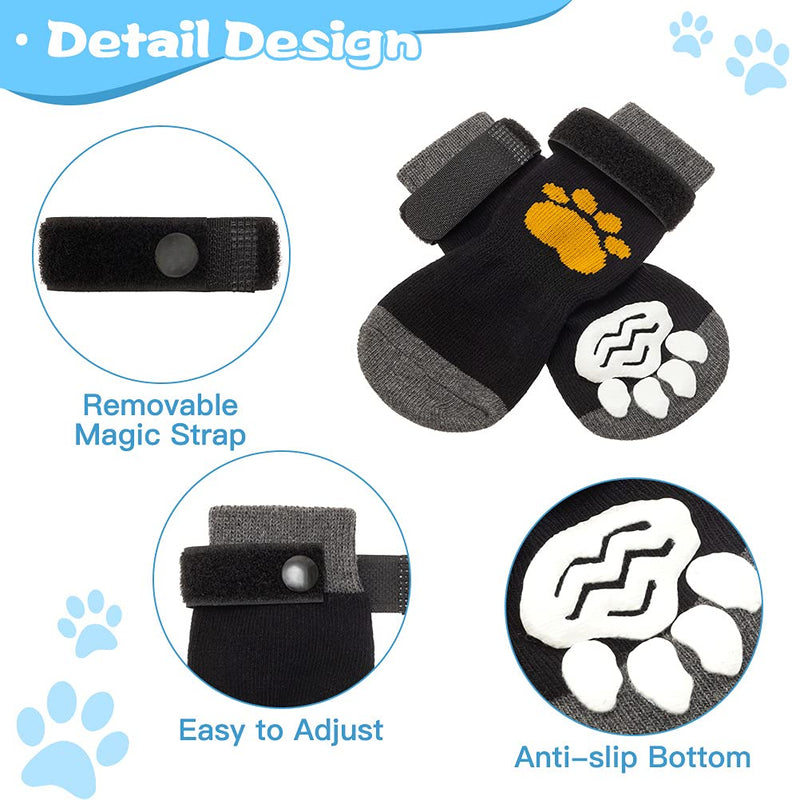 SCIROKKO Anti-slip Dog Socks 3 Pairs for Small Medium Large Doggies Puppies - Soft Comfortable Paw Protector Boots for Indoor with Anti-slip Bottom (Small) S: Paw width: 5.5cm, Length: 14cm - PawsPlanet Australia