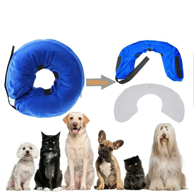 UKCOCO Pet Protective Inflatable Collar, Pet Recovery Wound Healing Protective Collar, Anti-bite Soft Collar for Dogs and Cats After Surgery - Size M (Blue) - PawsPlanet Australia