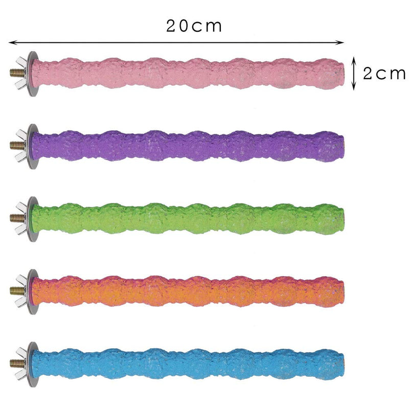 kuou 5Pcs Parrot Perches, 20cm Simulation Bird Perches Budgie Perch Paw Grinding Toy Bite Chew Toys for Cage Training Interactive Bird Cage Perches(Non-slip) - PawsPlanet Australia