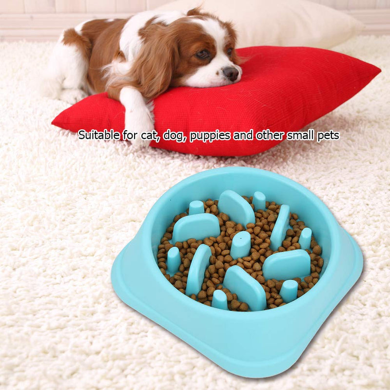 [Australia] - Fdit Slow Dog Food Bowl Dish Anti Choking Slow Eating Water Food Feeder Container Eating Plate(Blue) Blue 