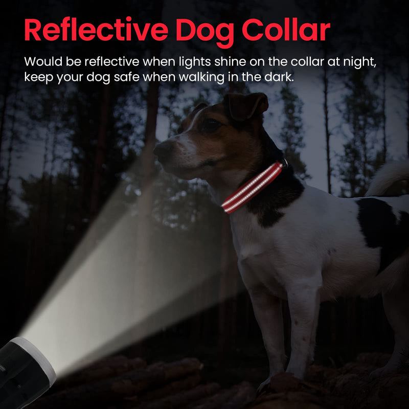 PcEoTllar Dog Collar Adjustable Soft Padded Dog Collar Neoprene Nylon Reflective Collar Breathable Adjustable with ID Tag for Small Medium Large Dogs, Red-S S(35-40cm) - PawsPlanet Australia