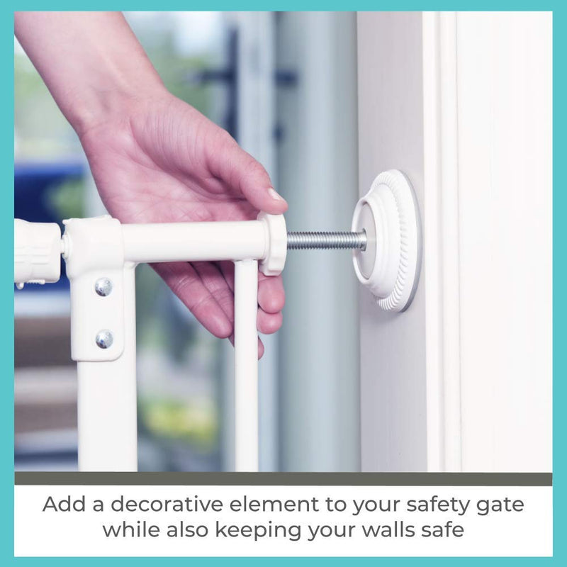 [Australia] - Toddleroo by North States Baby Safety Gate Wall Guards: Provides Extra Safety and Stability for Most Pressure Mounted Gates. Protects Walls from Damage. Pressure or Hardware Mount. (Pack of 4, White) 1 