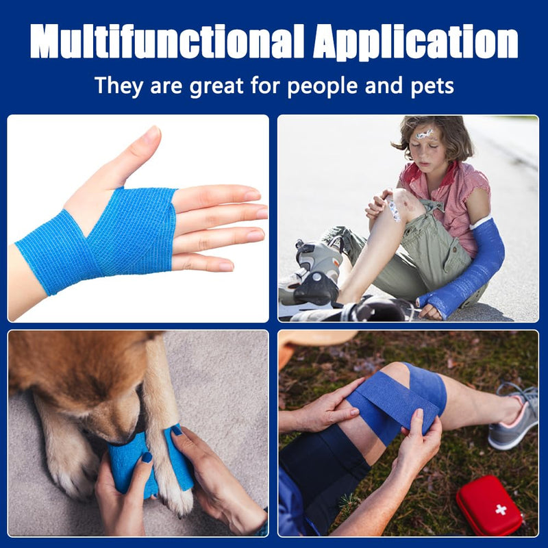 Self-adhesive bandage, 6 rolls of bandage, self-adhesive elastic bandage, adhesive bandage, cohesive adhesive bandage for cats, dogs, horses and people, blue 7.5 cm x 4.5 m - PawsPlanet Australia