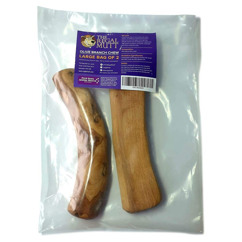 The Regal Mutt Olive Branch Chew - Wood Chewing Toy for Dogs - Non Splinter - Sustainable - Long Lasting (Large) Large - PawsPlanet Australia