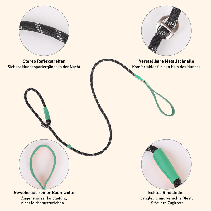 Lollanda Adjustable Dog Lead, Reflective Dog Lead, Long Training Lead, Dog Lead for Large & Medium Dogs (Green) Green - PawsPlanet Australia