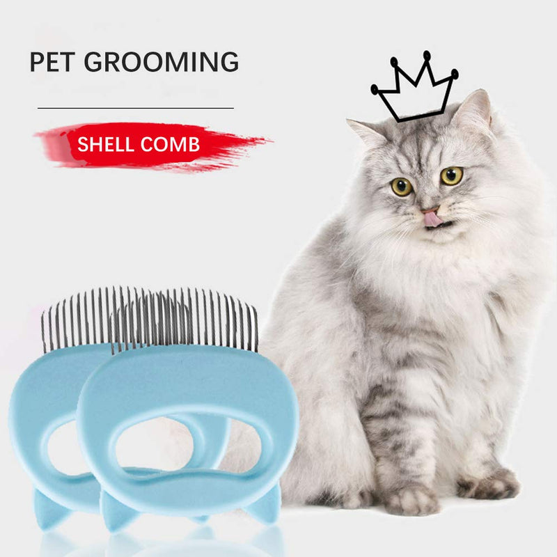 [Australia] - Pet Grooming Shedding Brush for Dog Cat Hair, Deshedding Massage Comb, Dog Brush End Shedding 2 Pcs（Blue） 