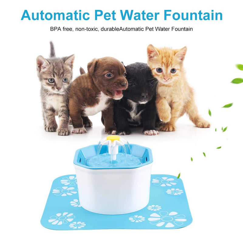 Hensych Automatic Cat Dog Water Fountain Electric Pet Drinker Bowl Dispenser,1.6L Octagonal Shape with Super Quiet Pump,Replaceable Filter and Silicone Drinking Pad Pet Drinker +Pad - PawsPlanet Australia