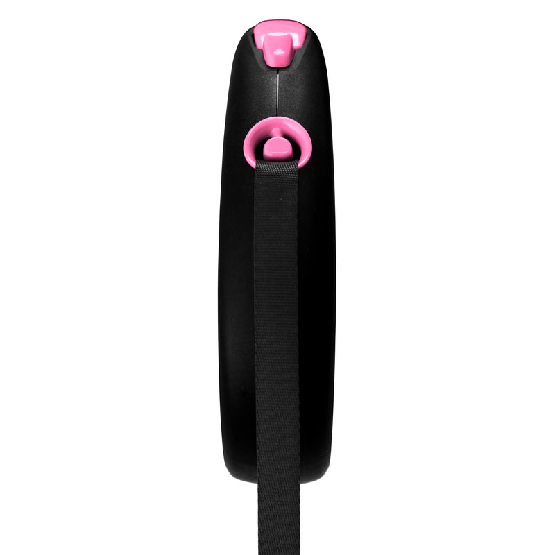 Flexi Black Design Tape Pink Small 5m Retractable Dog Leash/Lead for dogs up to 15kgs/33lbs - PawsPlanet Australia