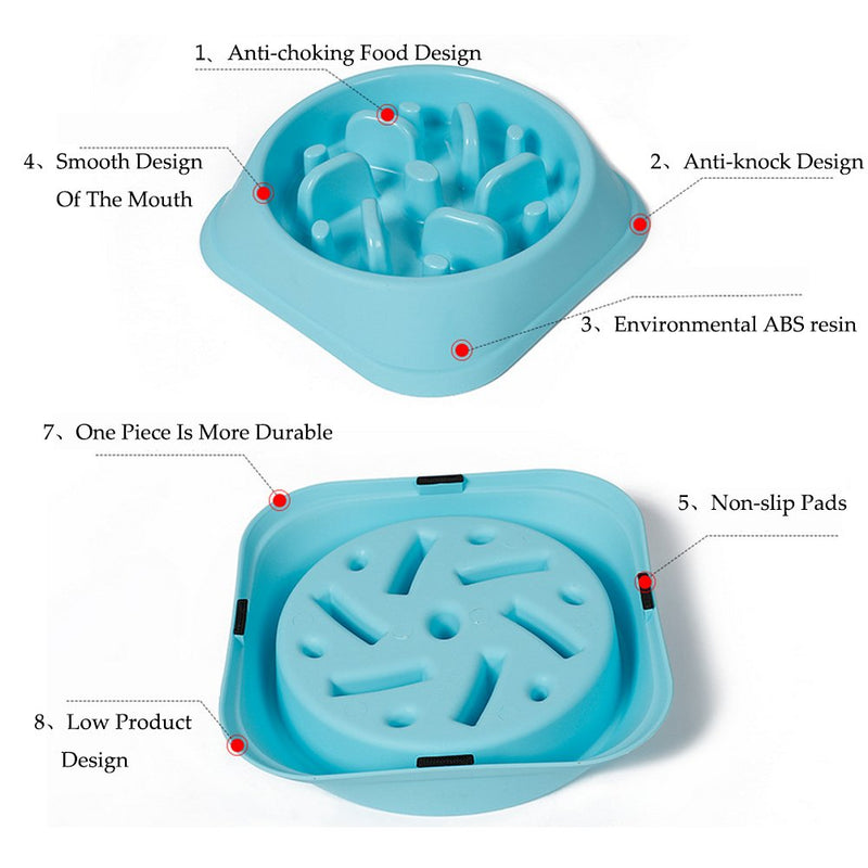 meioro Pet Dog Slow Food Bowl Anti-Choke Dogs Slow Feeders Pets Supplies Large and Small Dogs Lose Weight to Help Digestion Pet Utensils Slow Eating Dog Bowl Blue - PawsPlanet Australia