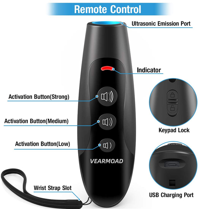 [Australia] - VEARMOAD Ultrasonic USB Rechargeable Dog Bark Control Deterrent Device, Portable 2 in 1 Dog Anti Barking Devices Dog Trainer of 16.5 Ft Control Distance, No Barking Device Outdoor Indoor 