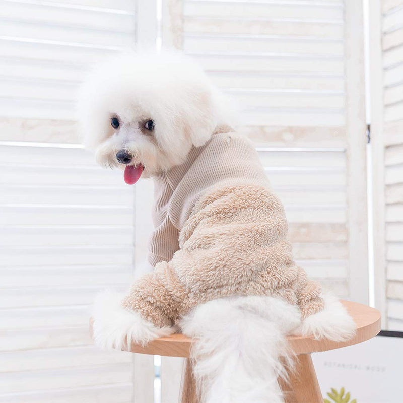 [Australia] - KOOLTAIL Dog Pajamas - Soft and Warm Fleece Dog Sweater, Dog Winter Coat, Stretchable Dog Jumpsuit, Lightweight Dog Clothes Outfit, for Small Medium Large Dog Cream 