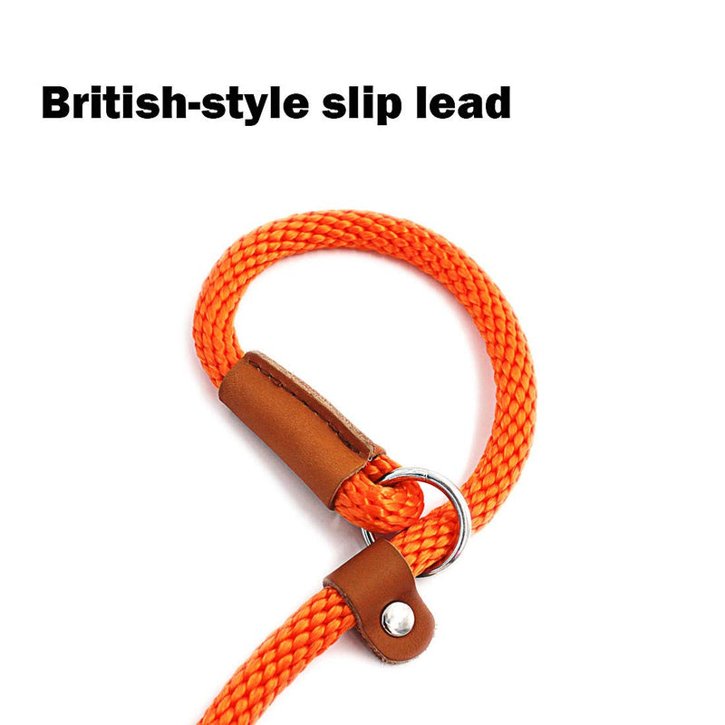 [Australia] - lynxking Dog Leash Slip Rope Lead Leash Strong Heavy Duty Braided Rope No Pull Training Lead Leashes for Medium Large Dogs 6' Orange 