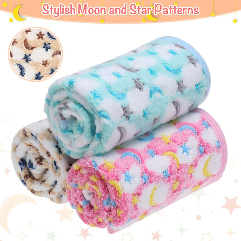 EXPAWLORER 3 Pack Pet Blanket - Super Soft Premium Fleece Small Dog Blanket for Puppy Cat Kitten with Cute Moon and Star Patterns, Pet Throw Blanket, New Puppy Supplies Medium - PawsPlanet Australia