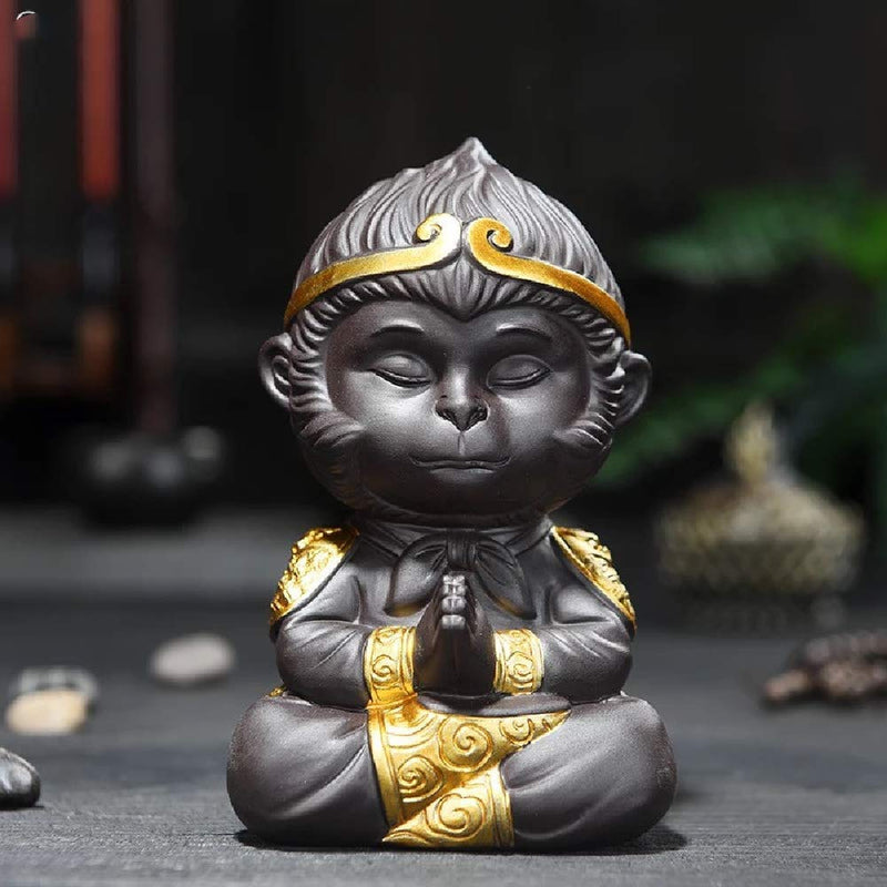 Chinese Purple Clay Kung Fu Tea Set Monkey King Tea Pet for Home Tea Tray Decoration (D) D - PawsPlanet Australia