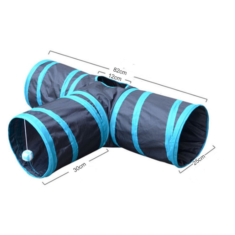 Orchidtent Cat Tunnel Toy, 3 Way Collapsible Crinkle Cat Tunnels/Fun Run Play Tubes with Ringing Ball for Pets Kittens Rabbits - PawsPlanet Australia