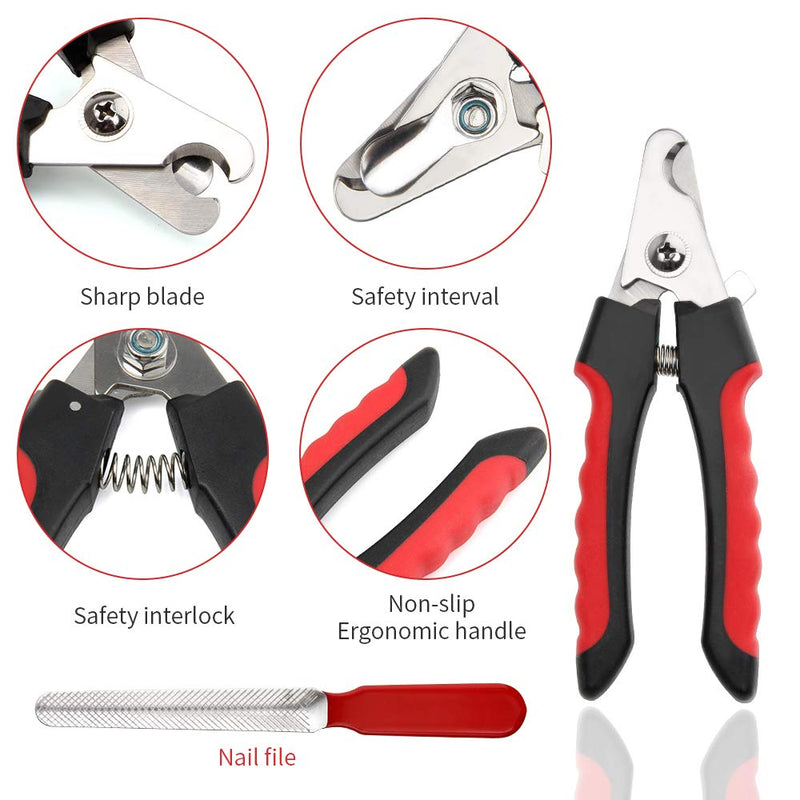 Professional Pet Nail Clipper Stainless Steel Dog Cat Nail Trimmers With Safety Guard & Free Nail File Sturdy Non-Slip Handles for Dogs Cats Birds Guinea Pig Animal Claws - PawsPlanet Australia