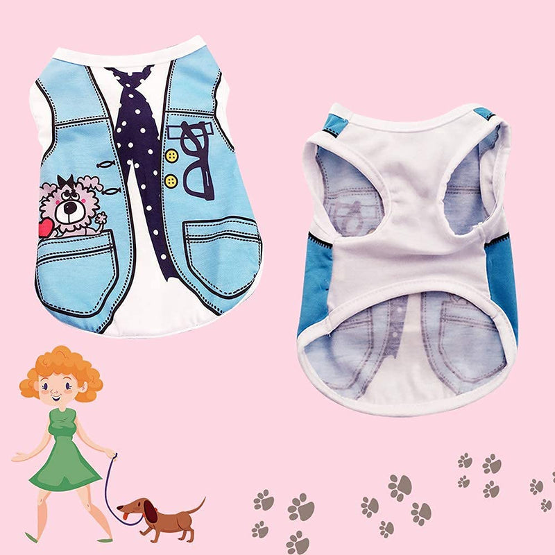 Sebaoyu Dog Clothes for Dogs Boy -4 Pack Summer Pet Shirts Fake Suspender Vest Puppy Accessories Breathable Mesh Clothes for Small to Large Dogs Cat Strap/tie/bow tie/stripes X-Small/2.2-4.4LB - PawsPlanet Australia