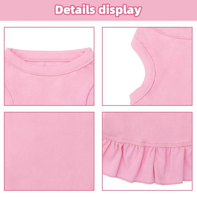 BINGPET 2 Pack Blank Dog Shirt Skirt - Soft Breathable Cute Pet Clothes, Sleeveless Dress for Girls, Dog T-Shirts Apparel, Dog Outfits, Plain Dog Shirt for Puppies, Small Extra Small and Medium Dogs Pink & Rose Red - PawsPlanet Australia