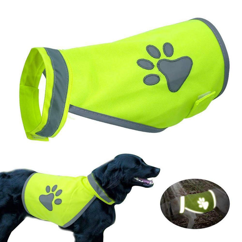 MOVKZACV Dog Safety Yellow Reflective Vest with Leash Hole- High Visibility Pet Clothes Safety Night Dog Vest, Keep Your Dog Visible S - PawsPlanet Australia