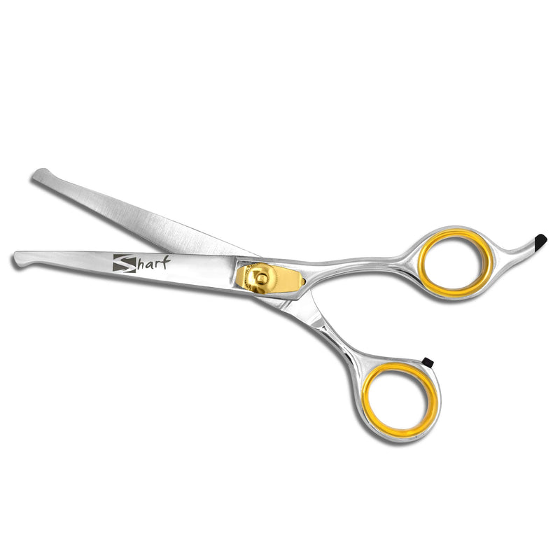 Sharf Dog Grooming Scissors, Gold Touch 6.5 Inch Curved Sharp Professional Pet Grooming Shear with Safety Round Tip, Ball Point for Safe and Easy Use Even for Nose, Ear and Face - PawsPlanet Australia