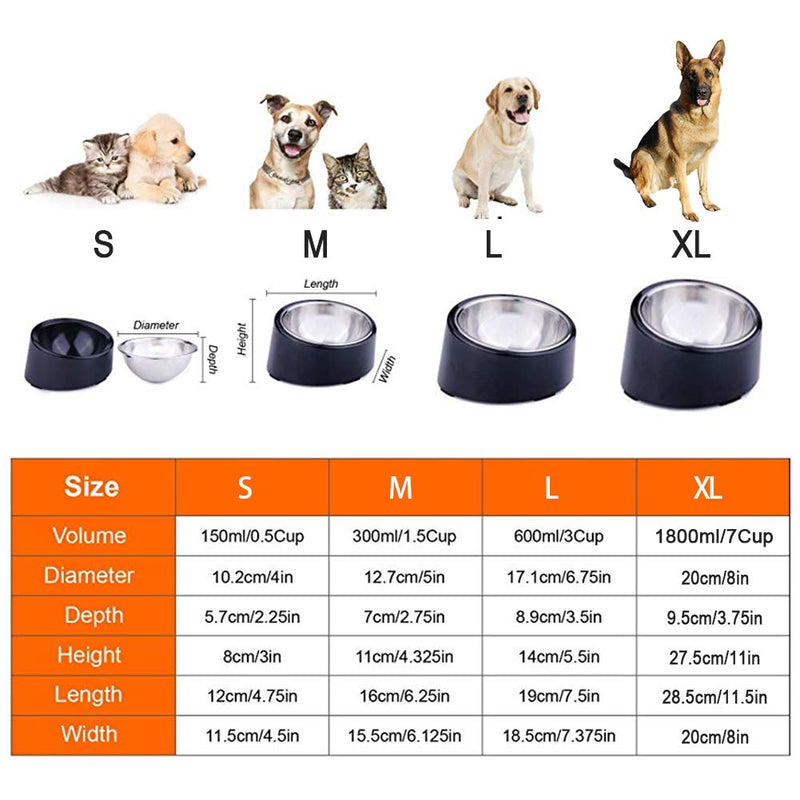 [Australia] - Super Design Mess Free 15° Slanted Bowl for Dogs and Cats, Tilted Angle Bulldog Bowl Pet Feeder, Non-Skid & Non-Spill, Easier to Reach Food M/1.5 Cup Black 