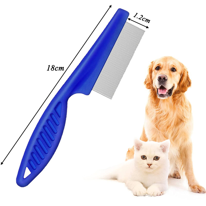 Flea Comb for Cat Dog, Stainless Steel Fine Tooth Flea Lice Tear Stain Remover Comb, Long Handle Pet Grooming Tool, 18cm - PawsPlanet Australia