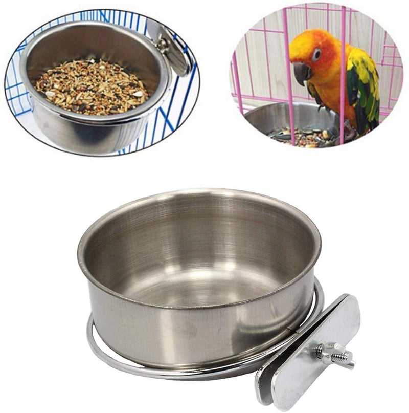 PINVNBY Parrot Feeding Cups Birds Food Dish Stainless Steel Parrot Feeders Water Cage Bowls with Clamp Holder for Cockatiel Conure Budgies Parakeet Parrot Macaw Small Animal Chinchilla Pack of 2 - PawsPlanet Australia