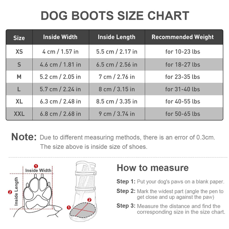Dog Shoes for Large Dogs Medium Winter Snow Dog Booties with Adjustable Straps Rugged Anti-Slip Sole Paw - Sports Running Hiking Pet Dog Boots Protectors Comfortable Fit XS(Width 1.57in) Blue - PawsPlanet Australia