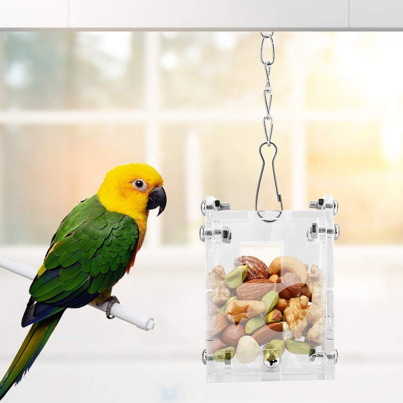 Rockyin bird cage Parrot Acrylic Feeder, parrot toys，bird toys Acrylic Parrot Pets Feeder Food Basket Feeding Puzzle Toys Peanut Fruit Vegetables - PawsPlanet Australia