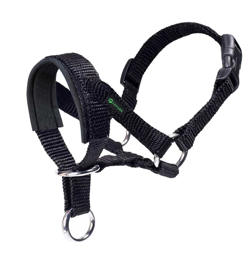 ILEPARK dog halter with padded fabric, halter collar for dogs, adjustable and pulling prevention. (S,Black) S Black - PawsPlanet Australia