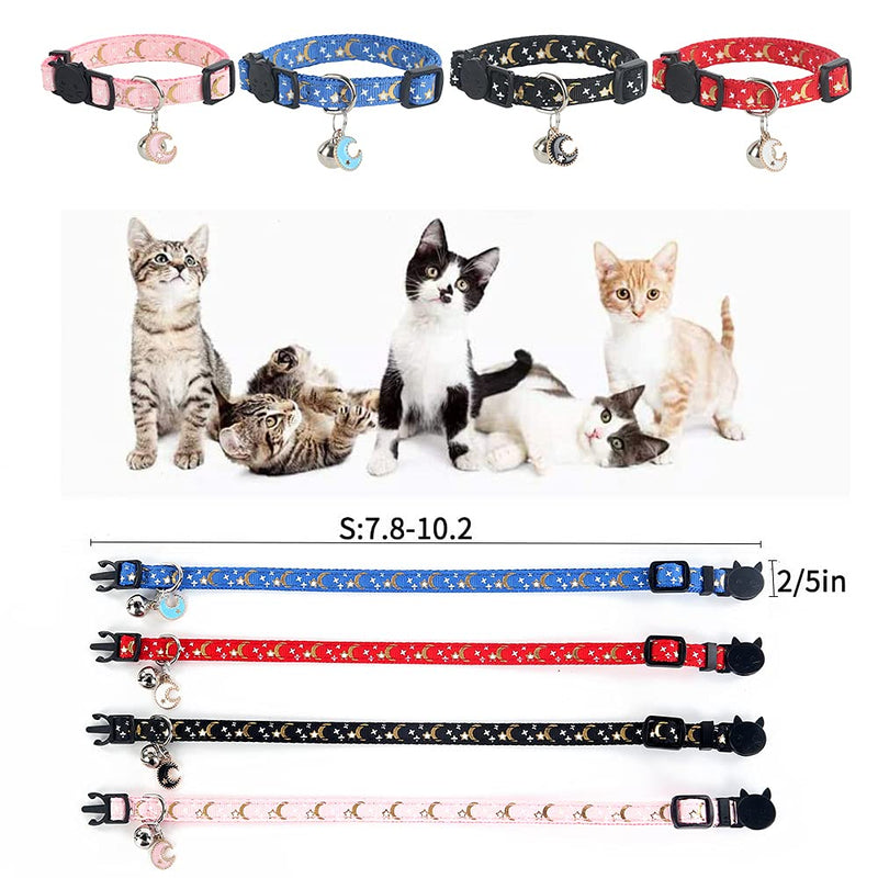 Yizepet Breakaway Cat Collar with Bell, 4 Pack Safety Adjustable Cat Collars Set - PawsPlanet Australia