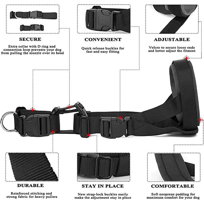 OSUWLSI 1PC Muzzle for Dogs with Head Strap Dog Muzzle Soft Padded No Rubbing Dog Muzzle Adjustable Loop Dog Muzzle Anti Chewing Muzzle Black L - PawsPlanet Australia