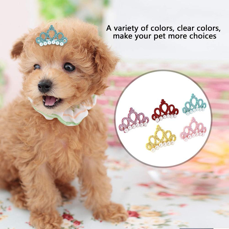 25Pcs Dog Hair Clips Crown Shape Pet Hairpin Pearls Pet Princess Clips Cute Cat Hair Clips Bows Puppy Grooming Hair Accessories for Small Medium Dogs - PawsPlanet Australia