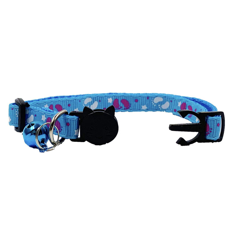 [Australia] - PACCOMFET 6 Pcs Breakaway Cat Collars Adjustable Colorful Nylon Safety Pet Collar Printed Footprint with Bells 