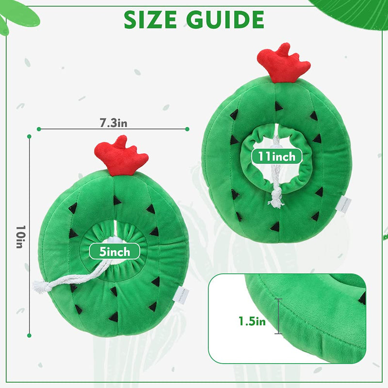 EXPAWLORER Cat Recovery Collar Soft Cat Cone Collar Cute Donut for Wound Healing, Protective E- Collar After Surgery, Elizabethan Collars for Kitten and Small Dogs Cactus - PawsPlanet Australia