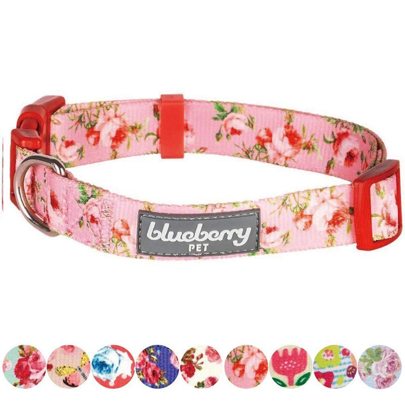 Blueberry Pet 10+ Patterns Spring Scent Floral Dog Collars, Personalized Collars Regular Collar - X-Small Rose Baby Pink - PawsPlanet Australia