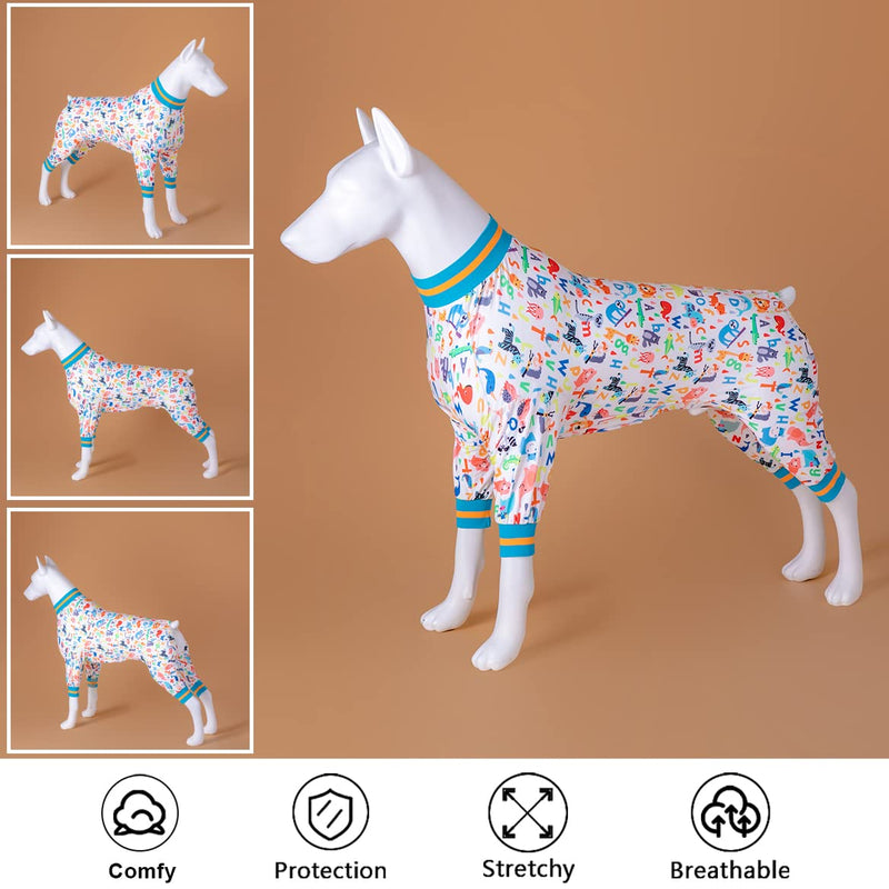 2022! LovinPet Innovative Dog Onesie, Multi-Purpose for Medium Large Breeds, Easy to Wear for Winter/Evening/Party Etc, Professional Comfy Stretchy Dog Clothes, Dogs Sleep Warmer and Safer! X-Large Ark White - PawsPlanet Australia