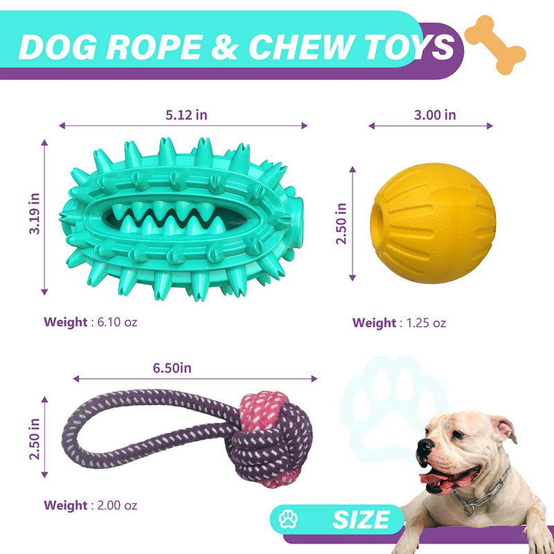 [Australia] - Dog Toothbrush Chew Toys Dog Rope Ball Toys, 4 Pack Indestructible Dog Toys Set for Aggressive Chewers, Tough Dog Toys All-Round Cleaning Dog Dental Care Brushing Ball Toy for Puppy 