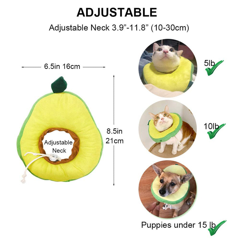 Amakunft Adjustable Cat Cone Collar Soft, Cat Recovery Collar, Cute E Collar for Cats After Surgery, Cat Neck Cones to Stop Licking for Cat/Kitten/Small Dog Avocado - PawsPlanet Australia