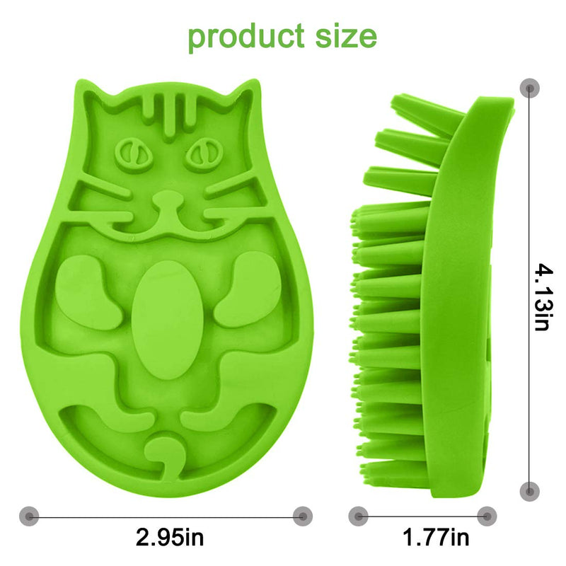 JOYPAWS Pet Bath Brush/Massage Brush, Pet Grooming Comb for Shampooing and Massaging Dogs, Cats, Small Animals with Short or Long Hair - Soft Rubber Bristles Gently Removes Loose & Shed Fur Green Cat - PawsPlanet Australia