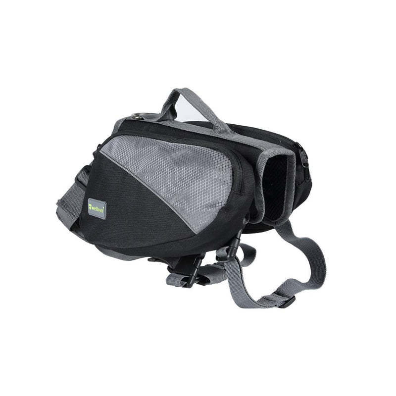 [Australia] - Wellver Adjustable Dog Saddle Backpack, Hound Hiking Saddle, Travel Saddle Bag for Small, Medium, Large and Extra Large Dogs S Gray + Black 