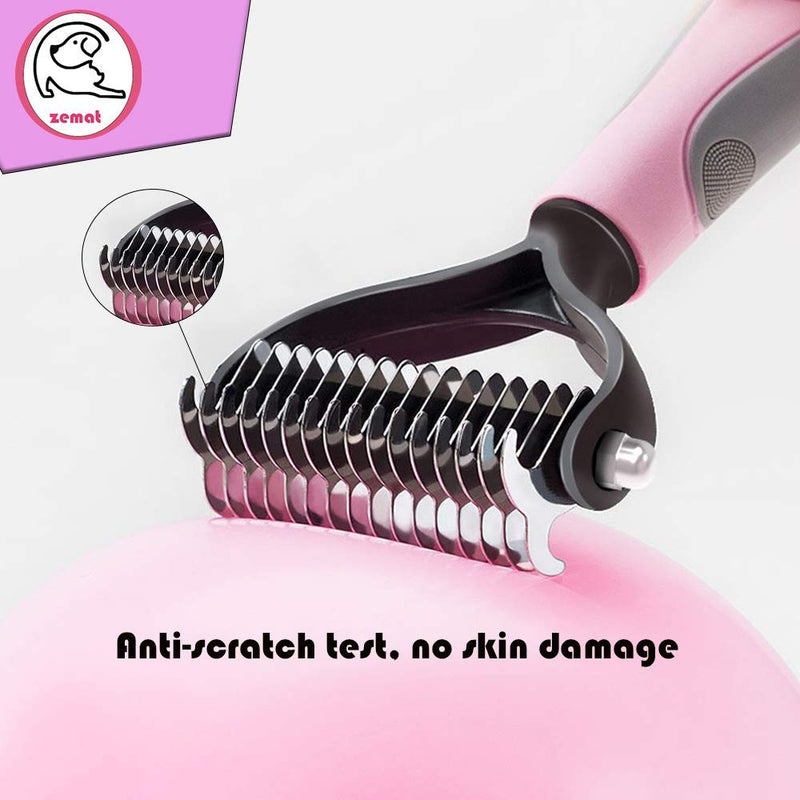 Zemat Pet Grooming Tool-Double-sided undercoat rake for dogs and cats-Safe and effective hair removal comb for removing mats and tangles- - PawsPlanet Australia