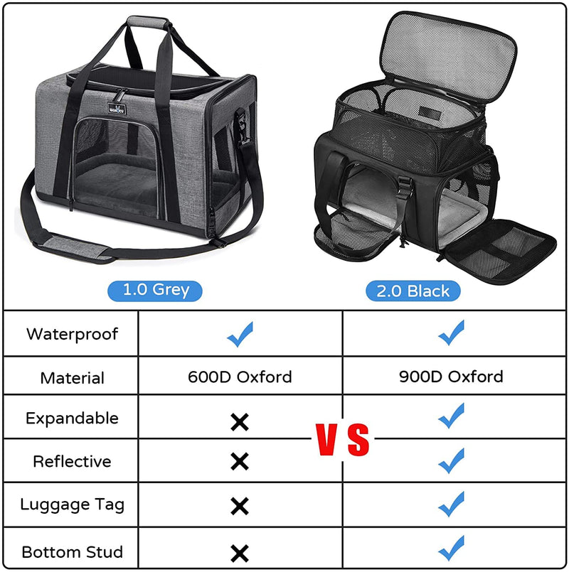 Wakytu TSA Approved Pet Carrier for Small Medium Cats and Dogs Dog Carrier Travel Bag with Adequate Ventilation5 Mesh Windows 3 Entrance Locking Safety Zippers Padded Shoulder and Carrying Strap S 1.0 grey - PawsPlanet Australia